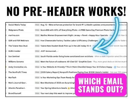 Email inbox preview example showing no preheader text